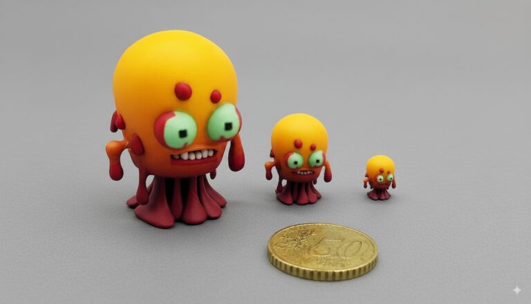 Figura de monstruo personalizado impresa en 3D a todo color con tecnología Mimaki, escala mini